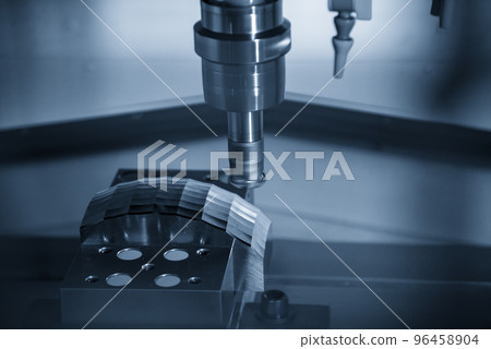 The CNC milling machine rough cutting the injection mold parts by indexable tools. The CNC milling machine rough cutting the injection mold parts by indexable tools. 96458904