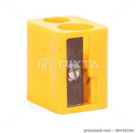 Close up old pencil sharpener, isolated on white background Close up old pencil sharpener, isolated on white background 96459198