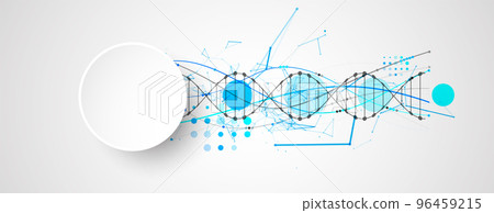 Abstract DNA background with plexus effect. Scientific and technological concept. Abstract DNA background with plexus effect. Scientific and technological concept. 96459215
