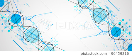 Abstract DNA background with plexus effect. Scientific and technological concept. Abstract DNA background with plexus effect. Scientific and technological concept. 96459216