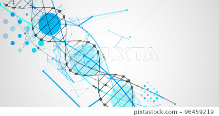 Abstract DNA background with plexus effect. Scientific and technological concept. Abstract DNA background with plexus effect. Scientific and technological concept. 96459219