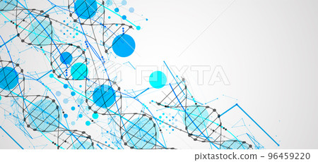 Abstract DNA background with plexus effect. Scientific and technological concept. Abstract DNA background with plexus effect. Scientific and technological concept. 96459220