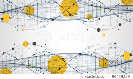 Abstract DNA background with plexus effect. Scientific and technological concept. 96459239
