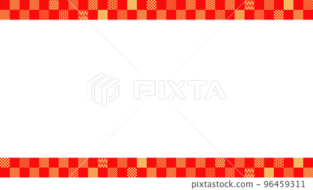 Various Japanese pattern red and gold checkered top and bottom frames 96459311
