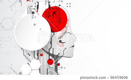 Artificial Intelligence. Technical background with a silhouette of a man. Big data concept. Machine cyber mind. 96459606