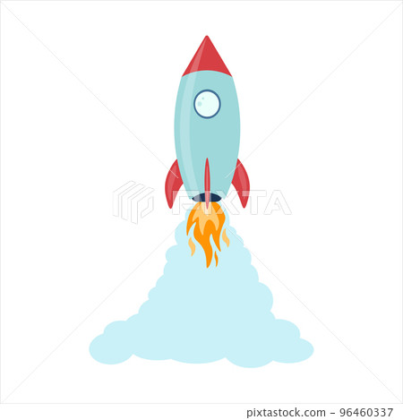 Rocket is flying on the sky, start up concept. Vector illustration 96460337