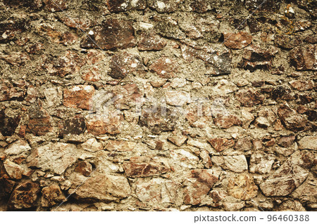 Old stone castle wall texture green tone. 96460388