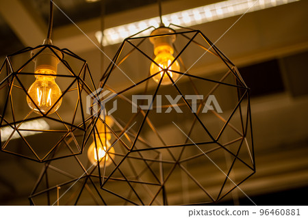 Golden desk lamp light modern copper background Golden desk lamp light modern copper background 96460881