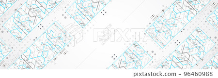 Abstract horizontal technology background. Communication concept, futuristic digital innovation background. Vector illustration Abstract horizontal technology background. Communication concept, futuristic digital innovation background. Vector illustration 96460988