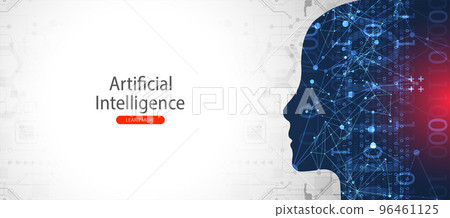 Artificial Intelligence. Technical background with a silhouette of a man. Big data concept. Machine cyber mind. 96461125