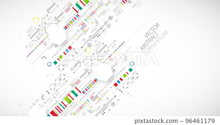 Abstract technology concept. Circuit board, high computer color background. Vector illustration with space for content, web - template, business tech presentation. Abstract technology concept. Circuit board, high computer color background. Vector illustration with space for content, web - template, business tech presentation. 96461179