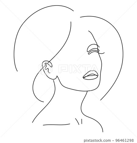 Line art trendy portrait of beautiful woman Line art trendy portrait of beautiful woman 96461298