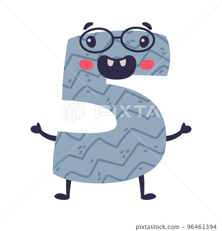 5 cute funny number character wearing glasses. Five comic childish bright colorful numeral, math symbol cartoon vector illustration 5 cute funny number character wearing glasses. Five comic childish bright colorful numeral, math symbol cartoon vector illustration 96461394