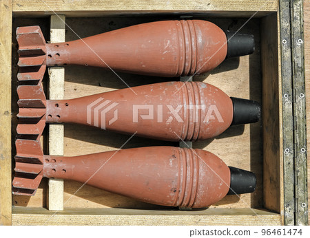 Old bombs from world war II in box Old bombs from world war II in box 96461474