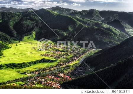 Beautiful countryside landscape with mountains and villages Svovov and Hubova in Slovakia 96461874