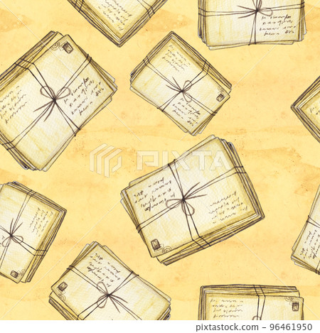 Hand drawn seamless mail background.  96461950