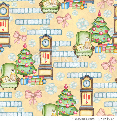 Hand drawn seamless design. Christmas corner Hand drawn seamless design. Christmas corner 96461952