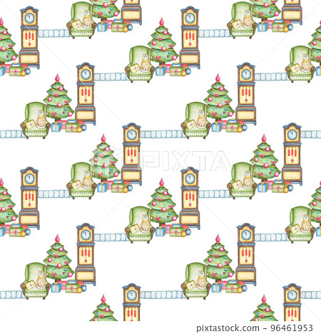 Hand drawn seamless design. Christmas corner 96461953