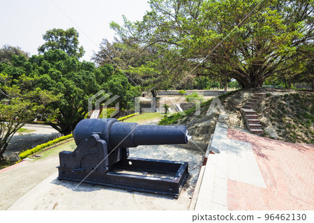 View of the cannon at Eternal Golden Castle in Tainan, Taiwan. The castle was built in 1874 and completed in 1876. View of the cannon at Eternal Golden Castle in Tainan, Taiwan. The castle was built in 1874 and completed in 1876. 96462130