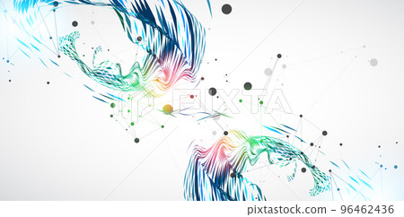 Abstract particle vortex with plexus effect elements and Gradient background lighting. Abstract particle vortex with plexus effect elements and Gradient background lighting. 96462436