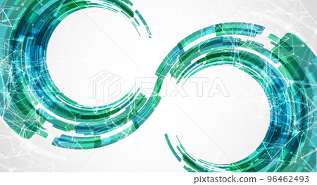 Abstract background. Technological colored circles with plexus effects. Abstract background. Technological colored circles with plexus effects. 96462493