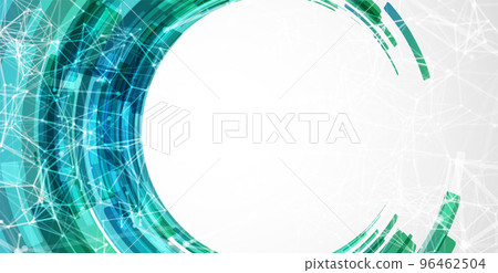 Abstract background. Technological colored circles with plexus effects. Abstract background. Technological colored circles with plexus effects. 96462504
