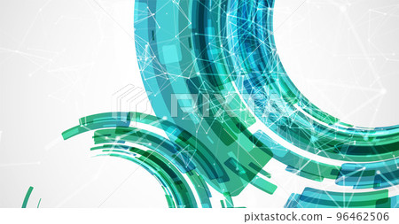 Abstract background. Technological colored circles with plexus effects. 96462506