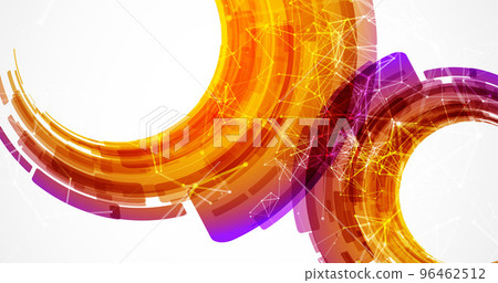 Abstract background. Technological colored circles with plexus effects. Abstract background. Technological colored circles with plexus effects. 96462512