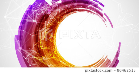 Abstract background. Technological colored circles with plexus effects. Abstract background. Technological colored circles with plexus effects. 96462513
