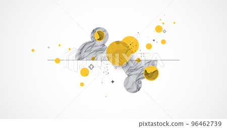 Trendy abstract wireframe background. Modern science or technology art elements. Surface illustration. Vector. Trendy abstract wireframe background. Modern science or technology art elements. Surface illustration. Vector. 96462739