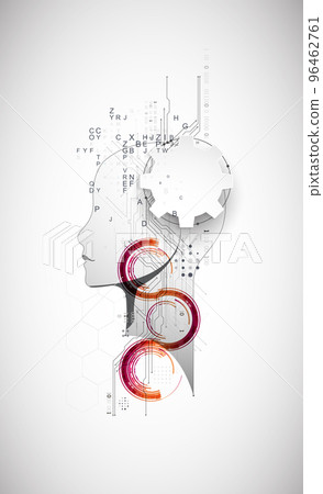 Artificial Intelligence. Technical background with a silhouette of a man. Big data concept. Machine cyber mind. Artificial Intelligence. Technical background with a silhouette of a man. Big data concept. Machine cyber mind. 96462761