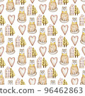 Hand drawn seamless cosy street design.  96462863
