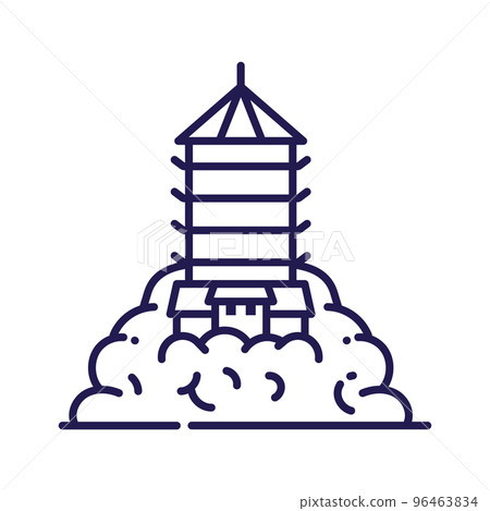 Asian Temple or Palace Icon in Line Art Asian Temple or Palace Icon in Line Art 96463834