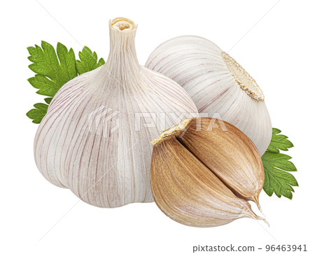 Garlic with parsley isolated on white background 96463941