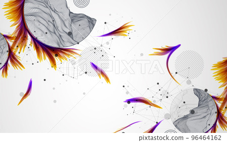 Trendy abstract wireframe background. Modern science or technology art elements. Surface illustration. Vector. 96464162
