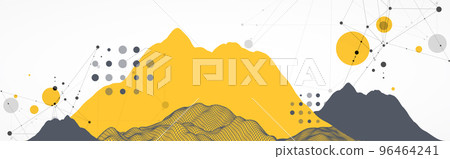 Trendy abstract wireframe background. Modern science or technology art elements. Surface illustration. Vector. Trendy abstract wireframe background. Modern science or technology art elements. Surface illustration. Vector. 96464241