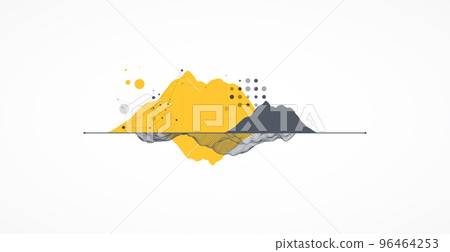 Trendy abstract wireframe background. Modern science or technology art elements. Surface illustration. Vector. Trendy abstract wireframe background. Modern science or technology art elements. Surface illustration. Vector. 96464253