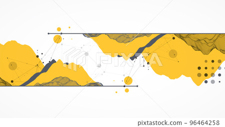 Trendy abstract wireframe background. Modern science or technology art elements. Surface illustration. Vector. Trendy abstract wireframe background. Modern science or technology art elements. Surface illustration. Vector. 96464258
