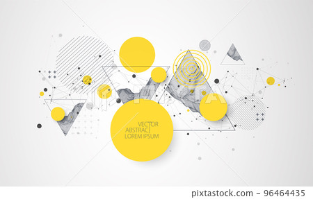 Trendy abstract wireframe background. Modern science or technology art elements. Surface illustration. Vector. Trendy abstract wireframe background. Modern science or technology art elements. Surface illustration. Vector. 96464435