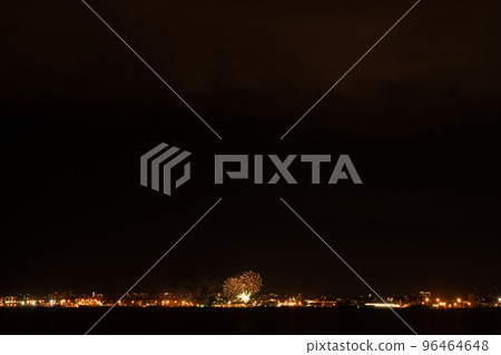 Fireworks and fireworks in the big city. View across the bay. Fireworks and fireworks in the big city. View across the bay. 96464648