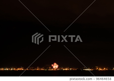 Fireworks and fireworks in the big city. View across the bay. Fireworks and fireworks in the big city. View across the bay. 96464658