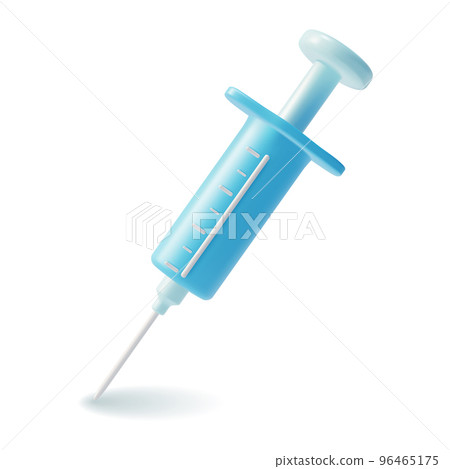 3d Medical Syringe with Needle Plasticine Cartoon Style Vaccination Concept Isolated on a White Background. Vector illustration 3d Medical Syringe with Needle Plasticine Cartoon Style Vaccination Concept Isolated on a White Background. Vector illustration 96465175