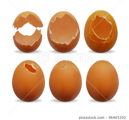 Realistic Detailed 3d Chicken Egg Broken and Whole Set. Vector illustration of Eggshell Cracking Stages 96465202