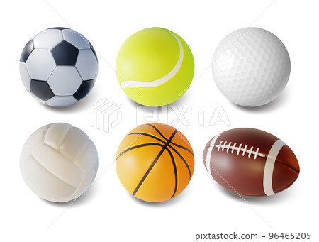 Realistic Detailed 3d Different Sport Ball Set for Basketball, Volleyball, Tennis and Golf. Vector illustration of Balls Realistic Detailed 3d Different Sport Ball Set for Basketball, Volleyball, Tennis and Golf. Vector illustration of Balls 96465205