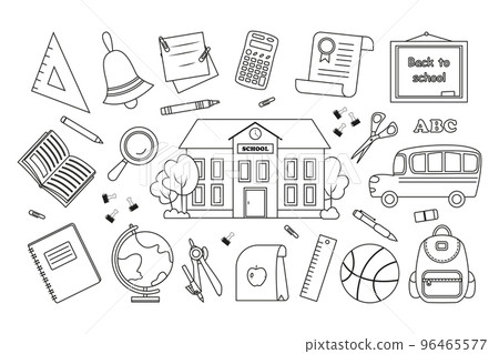 Set of black and white school elements_02 Set of black and white school elements_02 96465577