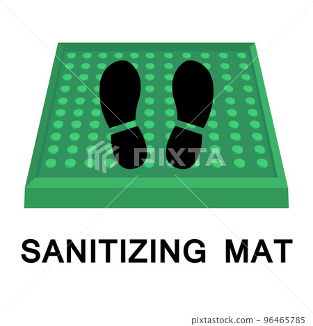 Sanitary mat. Disinfection mat icon. Disinfectant for shoes or foot baths with antiseptic solution. On a white background. The concept of coronavirus prevention, healthcare. Vector Sanitary mat. Disinfection mat icon. Disinfectant for shoes or foot baths with antiseptic solution. On a white background. The concept of coronavirus prevention, healthcare. Vector 96465785