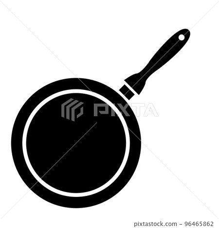 Frying pan isolated on white background. Frying pan. Silhouette symbol. Kitchen utensils for cooking, icon. Vector 96465862