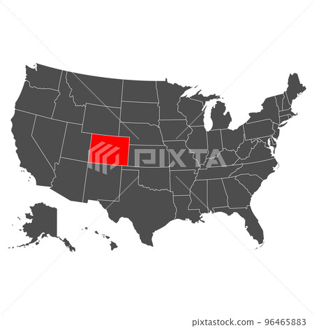 Vector map of Colorado. High detailed illustration. Country of the United States of America. Flat style. Vector 96465883