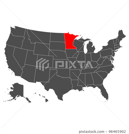 Vector map of Minnesota. High detailed illustration. Country of the United States of America. Flat style. Vector Vector map of Minnesota. High detailed illustration. Country of the United States of America. Flat style. Vector 96465902