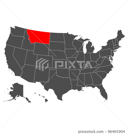 Vector map of Montana. High detailed illustration. Country of the United States of America. Flat style. Vector Vector map of Montana. High detailed illustration. Country of the United States of America. Flat style. Vector 96465904